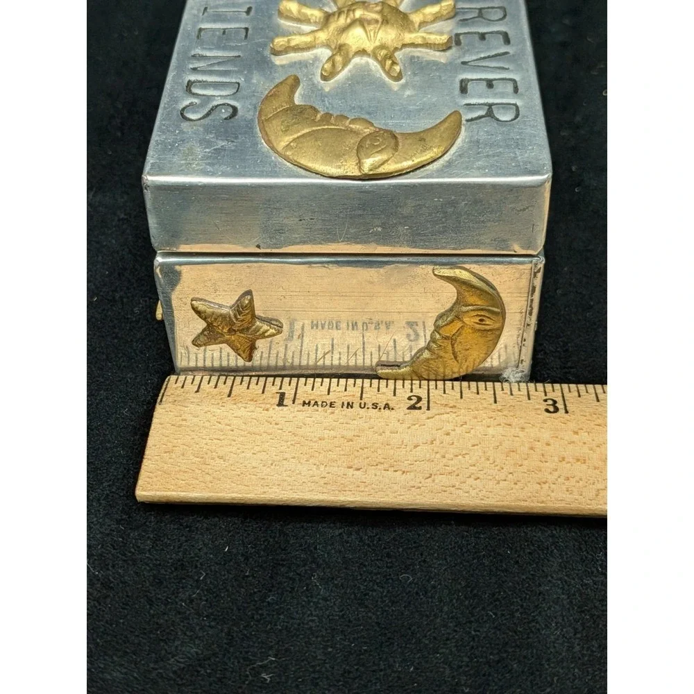 Celestial Sun Moon Star Forever Friends Pewter Wood Trinket Box 4